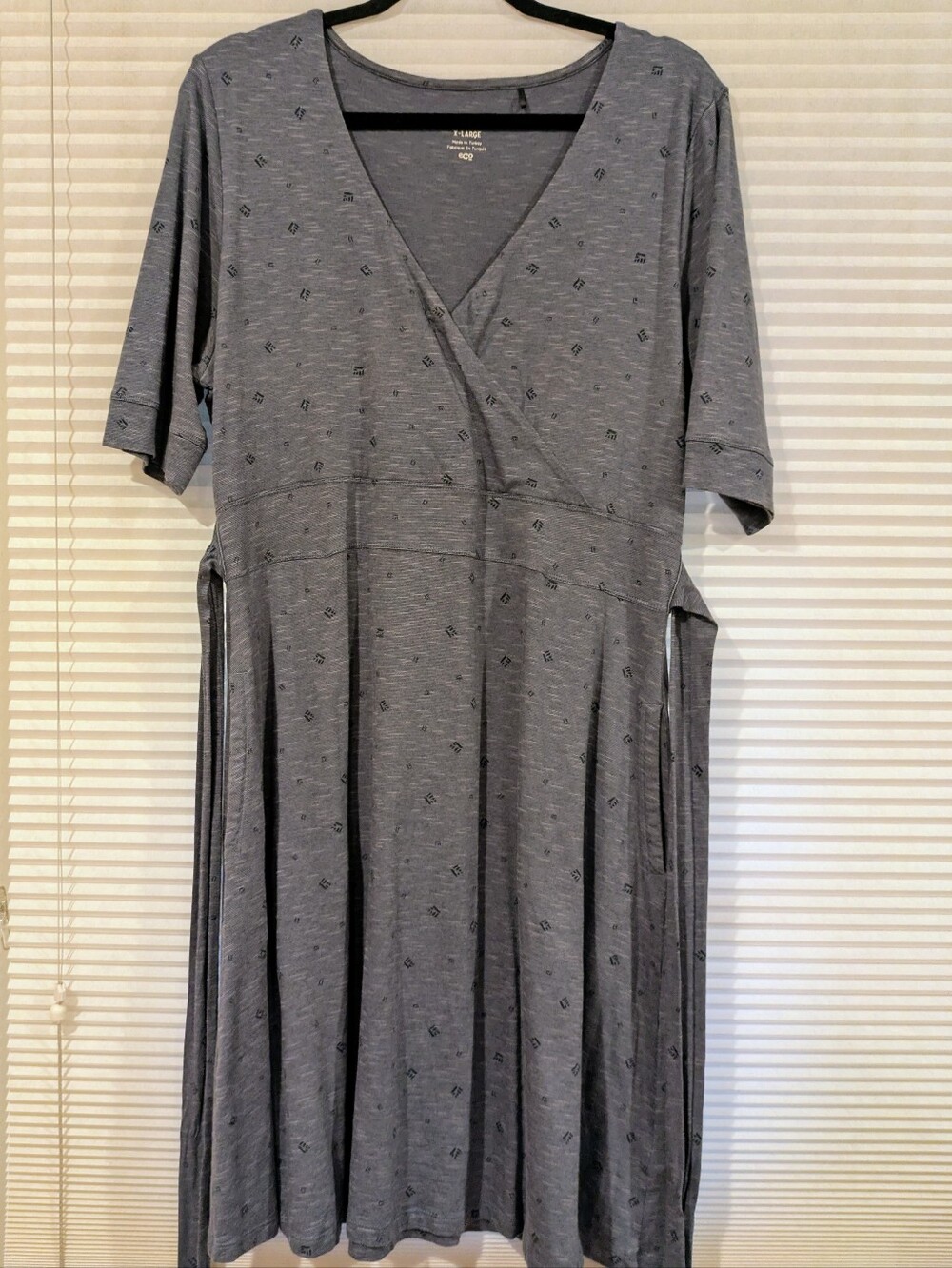 Toad&Co Slate Blue Patterned Shadow Fern Cue Wrap Cafe Dress Size Extra Large XL